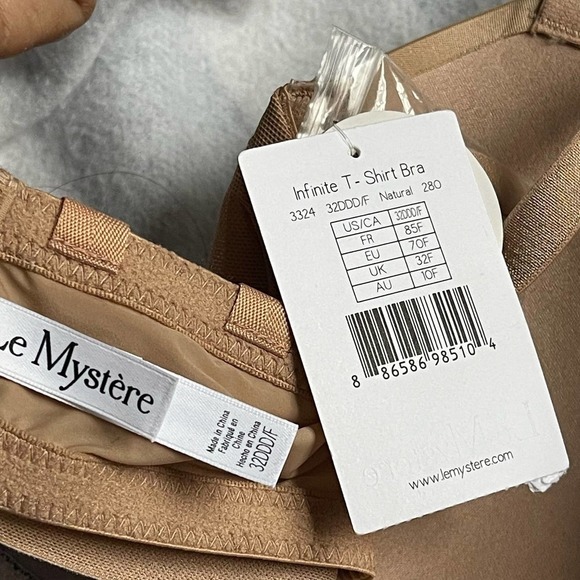 Le Mystere Infinite Underwire Convertible T-Shirt Bra Underwires Tan 32DDD NWT - Picture 7 of 11